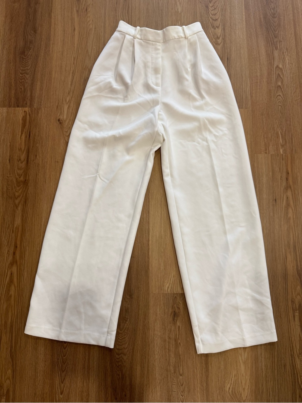 Zara White High-Waist Wide Leg Trousers